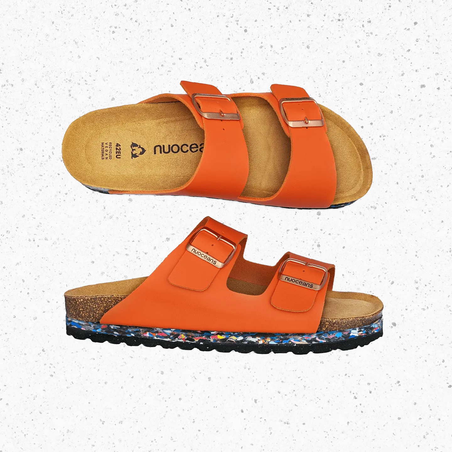 Nuo Recycelte Flipflop & Kork Sandalen mit Schnalle | Tropic