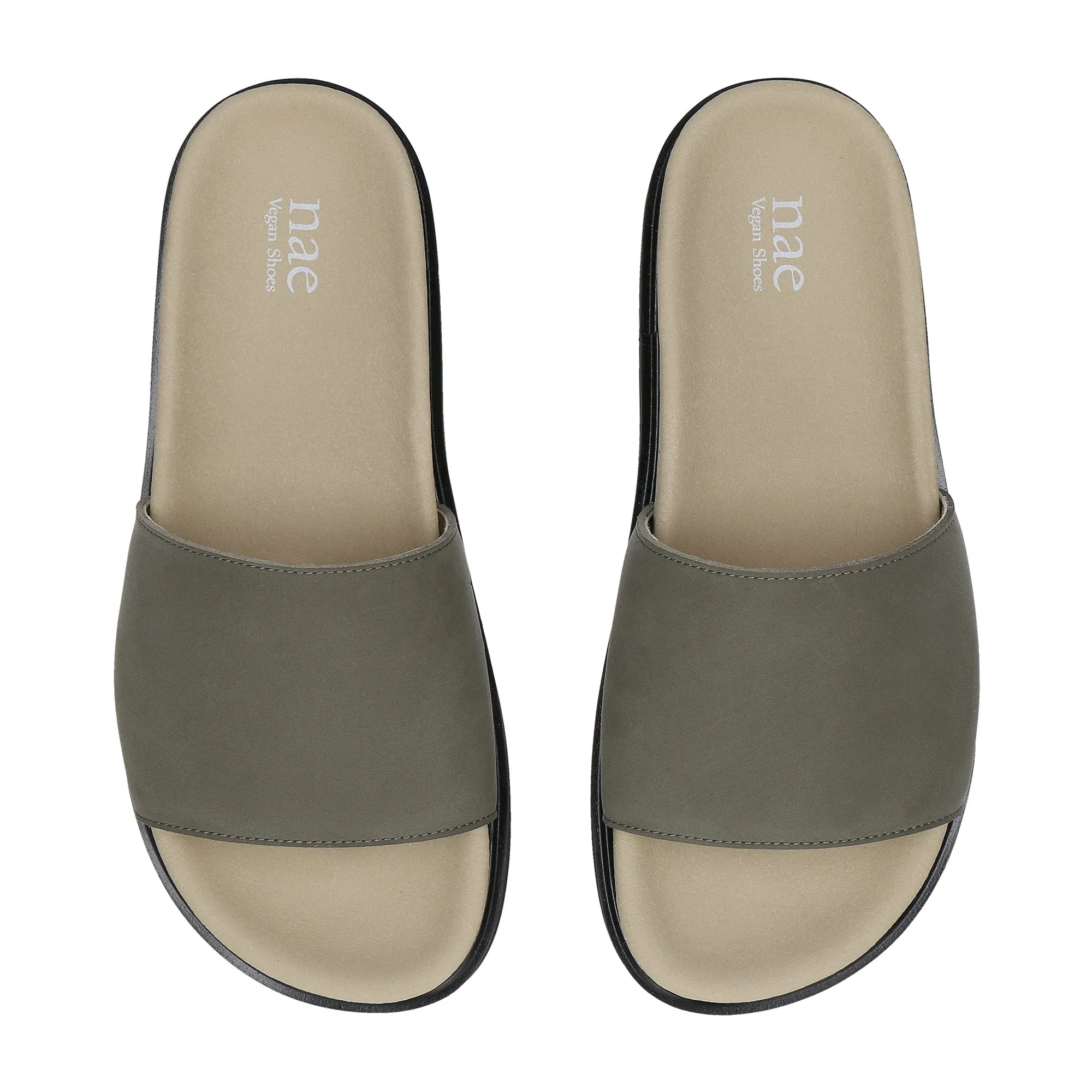 Okina Unisex Vegane Mikrofaser-Sandalen mit breitem Träger und Plateauabsatz | Grün