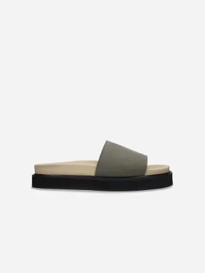 Okina Unisex Vegane Mikrofaser-Sandalen mit breitem Träger und Plateauabsatz | Grün