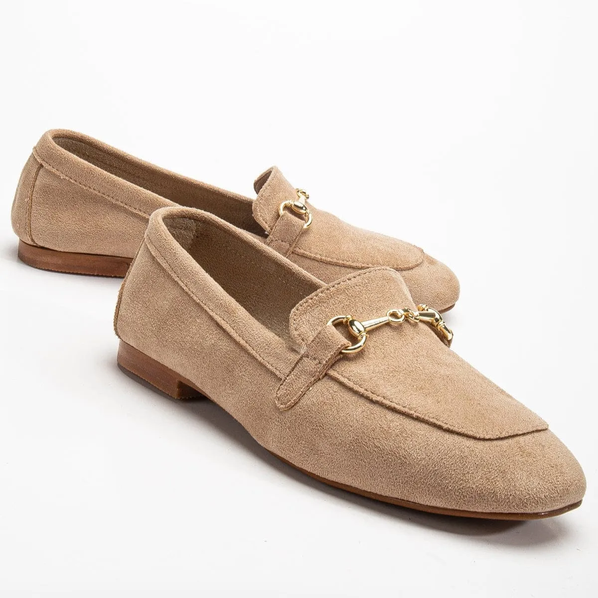 Olly Vegan Wildleder Horsebit Loafers | Dunkelbeige