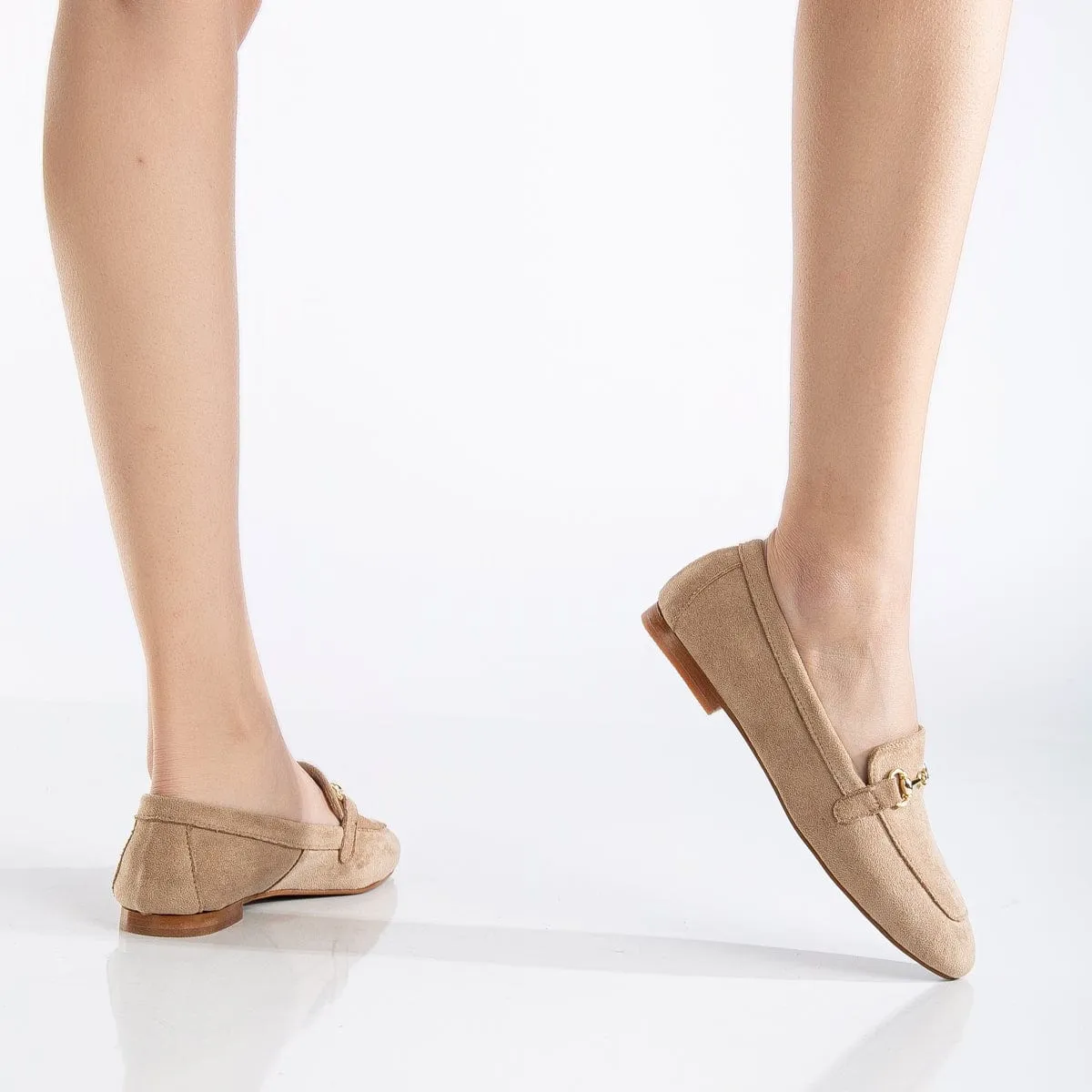Olly Vegan Wildleder Horsebit Loafers | Dunkelbeige