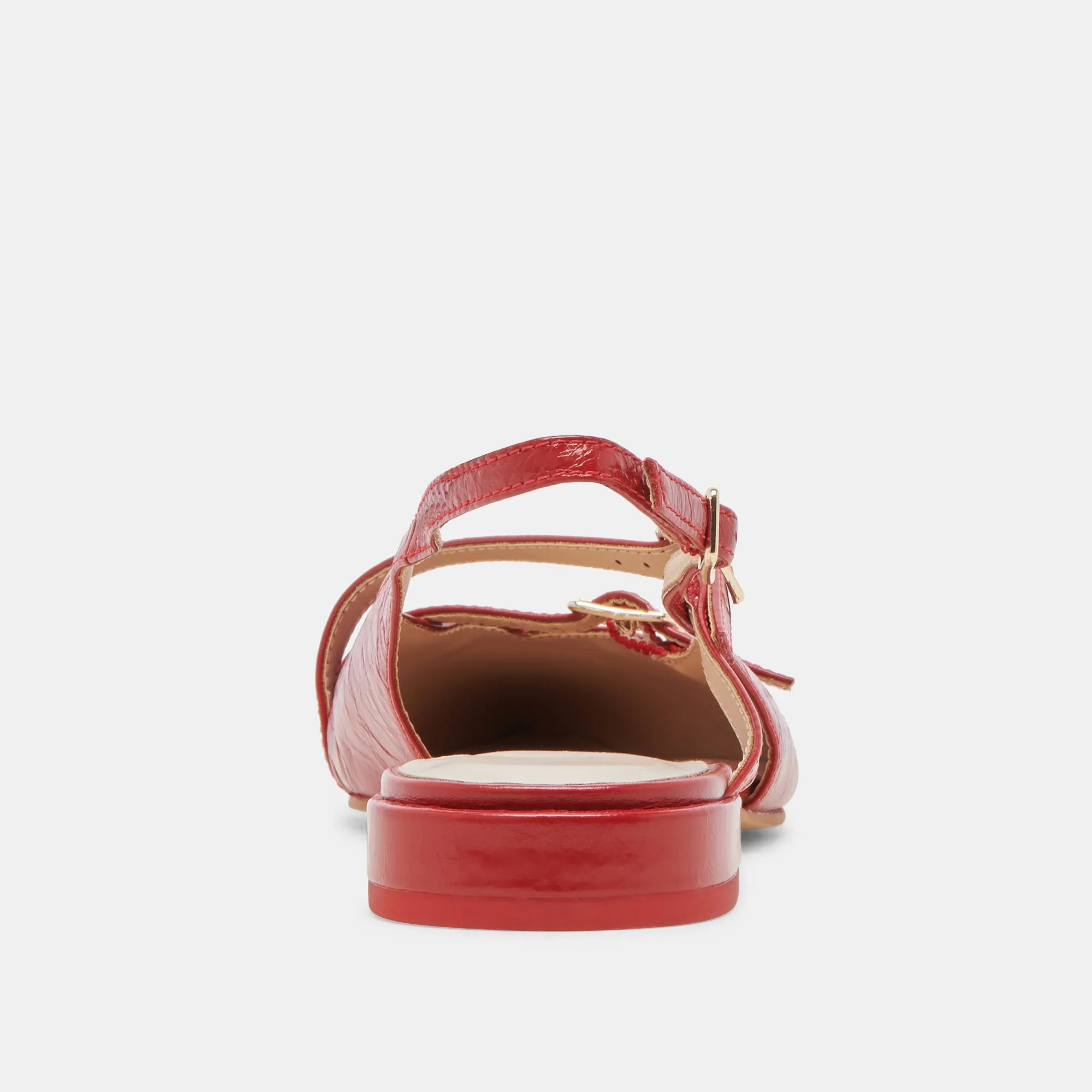 PAMLA FLATS ROT GLÄNZENDES LEDER