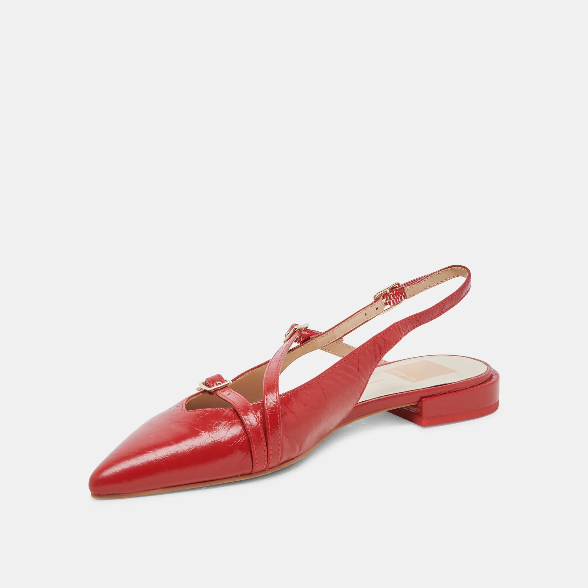 PAMLA FLATS ROT GLÄNZENDES LEDER