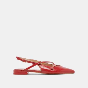 PAMLA FLATS ROT GLÄNZENDES LEDER