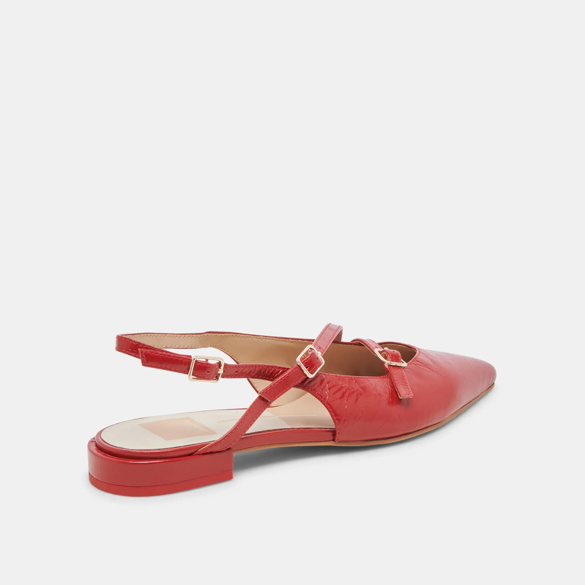 PAMLA FLATS ROT GLÄNZENDES LEDER