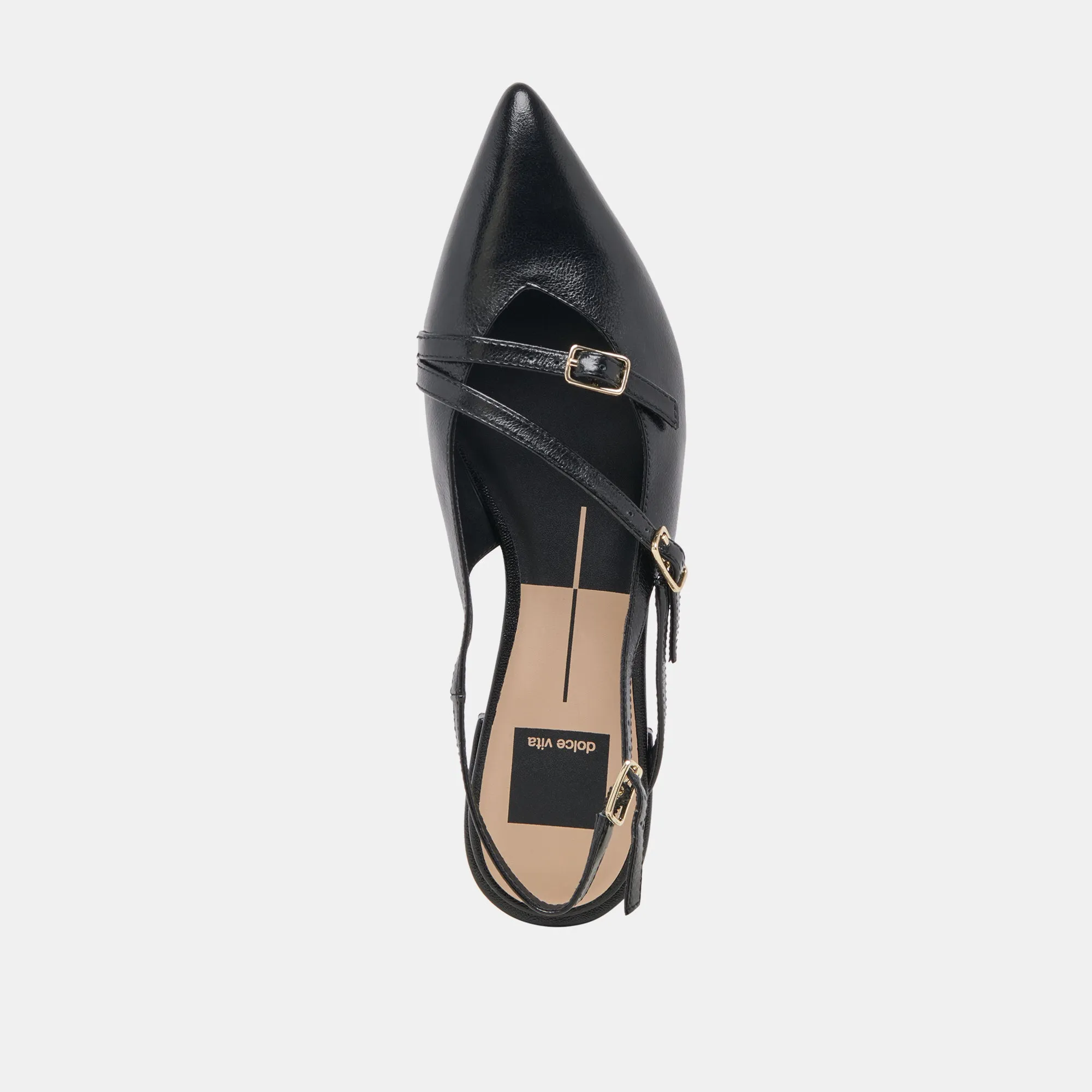 PAMLA WEITE FLATS SCHWARZ KRÄUSELNDES GLANZLEDER
