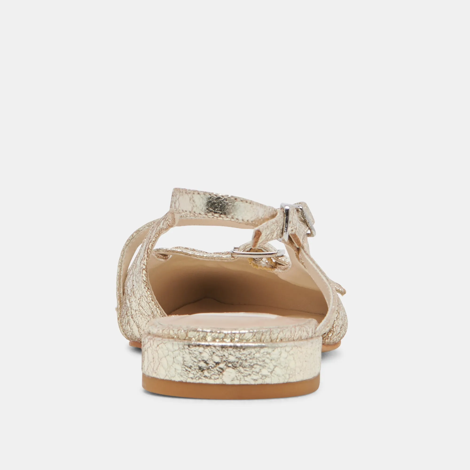 PAMLA WIDE FLATS PLATINUM DISTRESSED LEDER