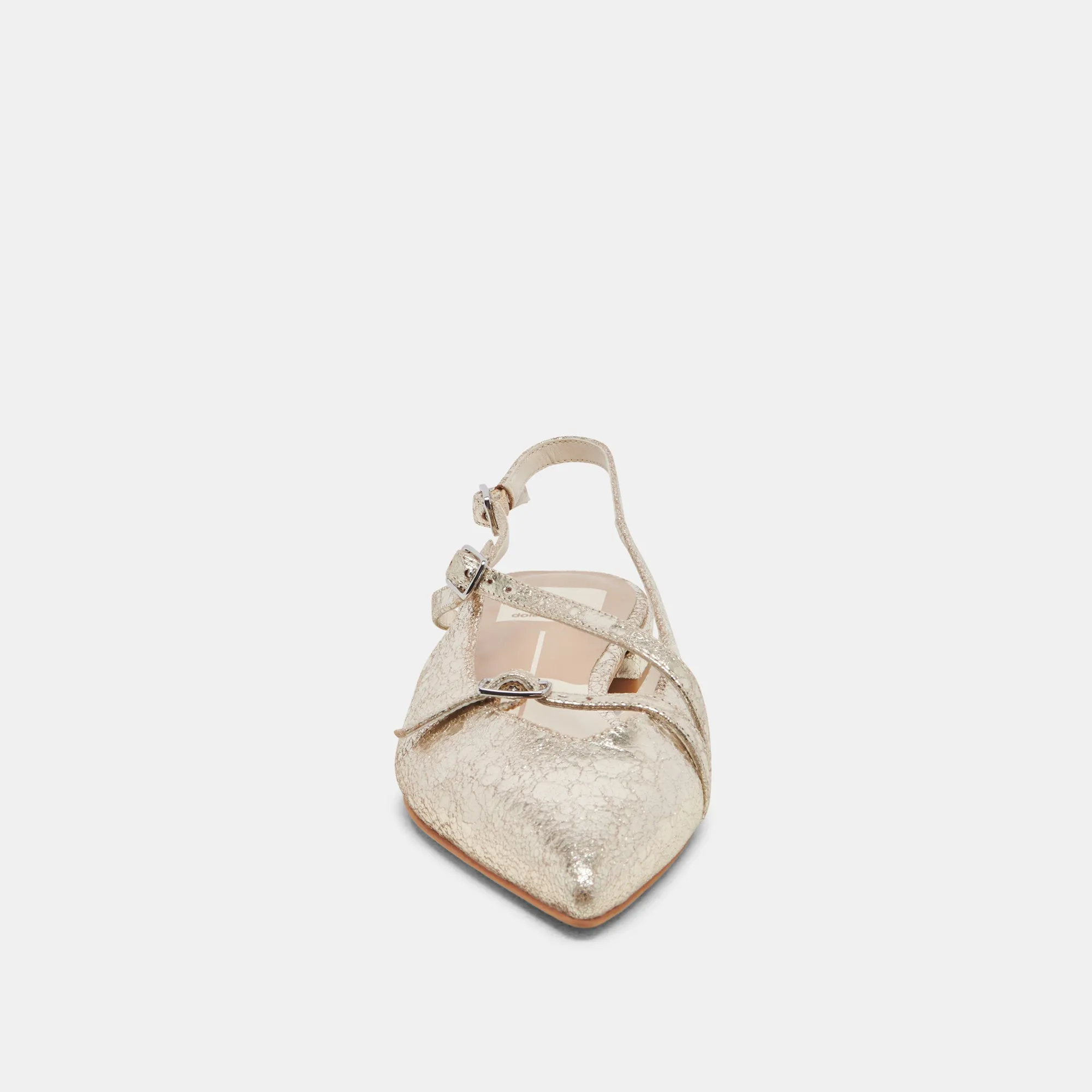 PAMLA WIDE FLATS PLATINUM DISTRESSED LEDER