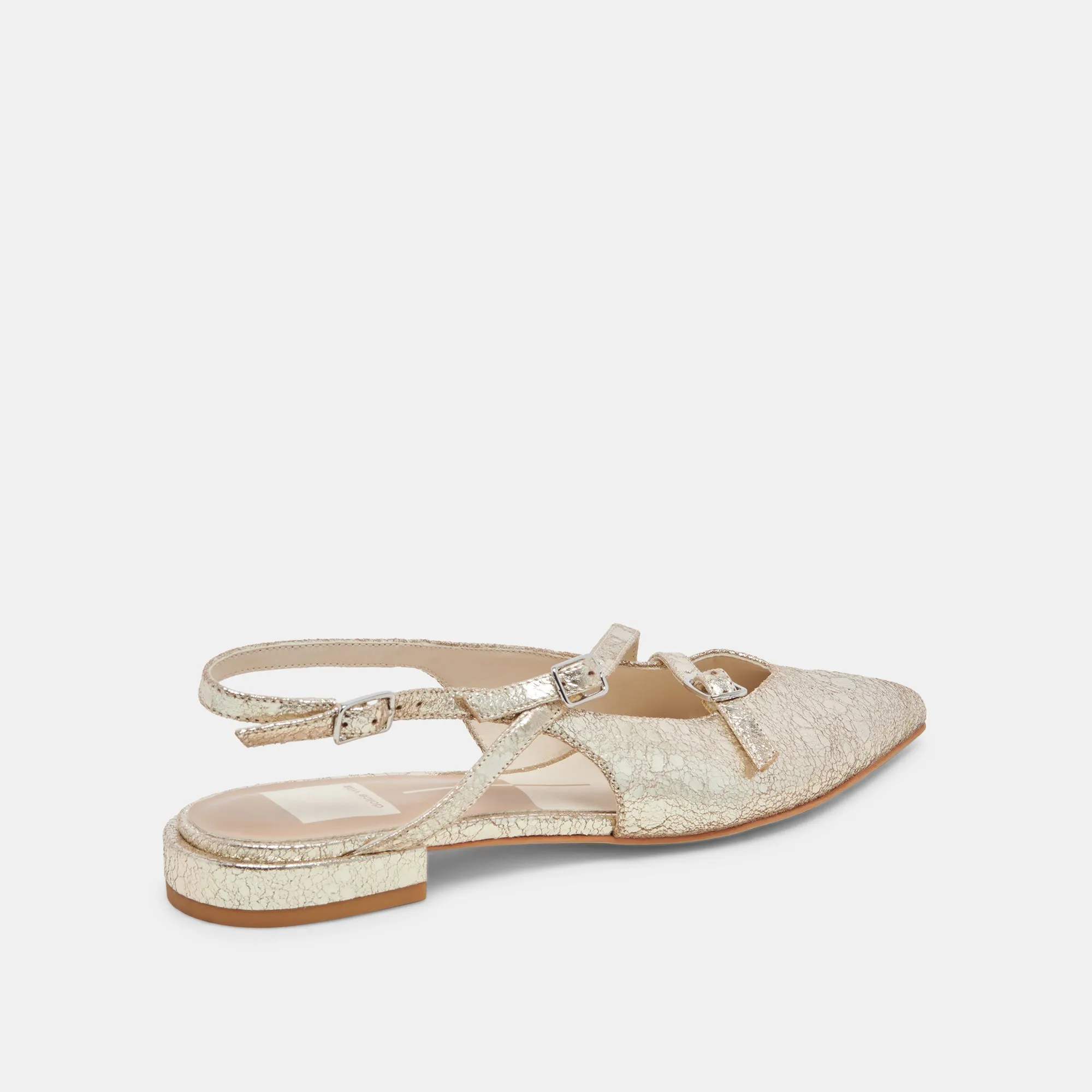 PAMLA WIDE FLATS PLATINUM DISTRESSED LEDER