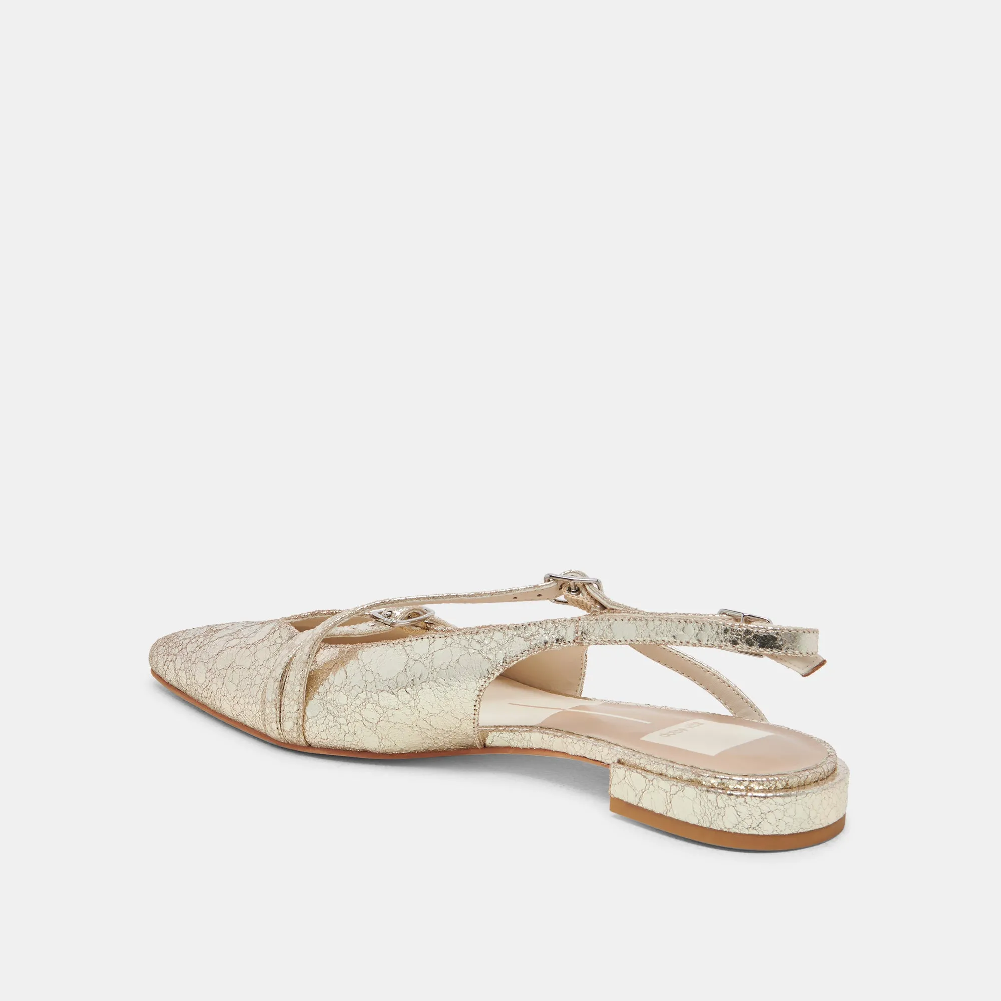 PAMLA WIDE FLATS PLATINUM DISTRESSED LEDER