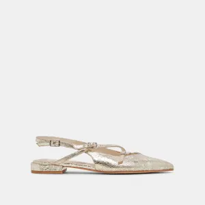 PAMLA WIDE FLATS PLATINUM DISTRESSED LEDER