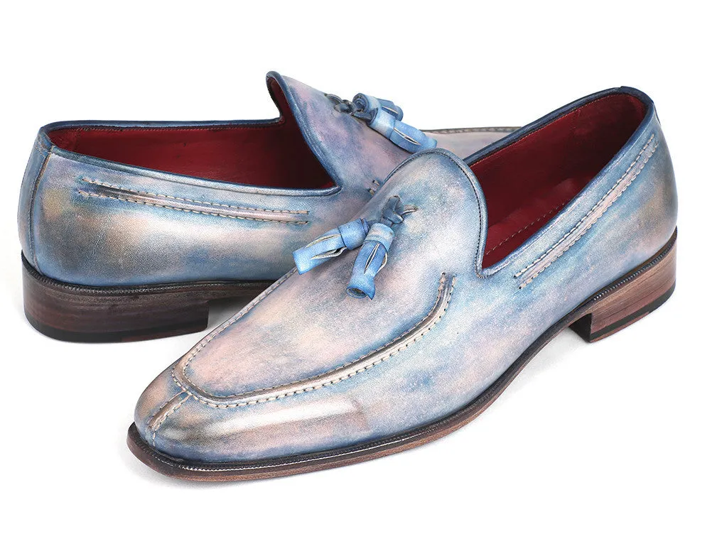 Paul Parkman Schuhe Paul Parkman Herren-Handbemalte Leder-Quastenloafer in Lila