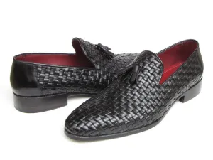 Paul Parkman Schuhe Paul Parkman Herren Leder Geflochtene Quasten Loafers in Schwarz