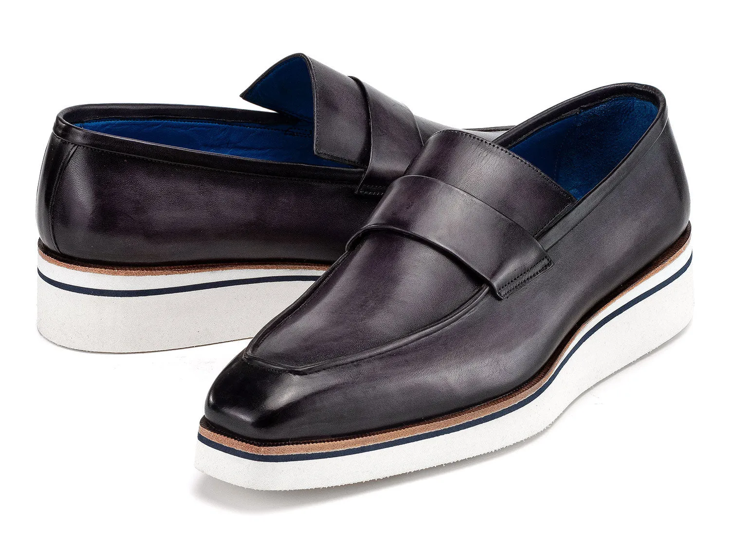 Paul Parkman Schuhe Paul Parkman Herren elegante Freizeit-Lederloafers in Grau