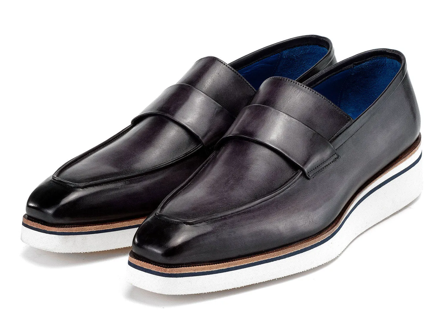 Paul Parkman Schuhe Paul Parkman Herren elegante Freizeit-Lederloafers in Grau