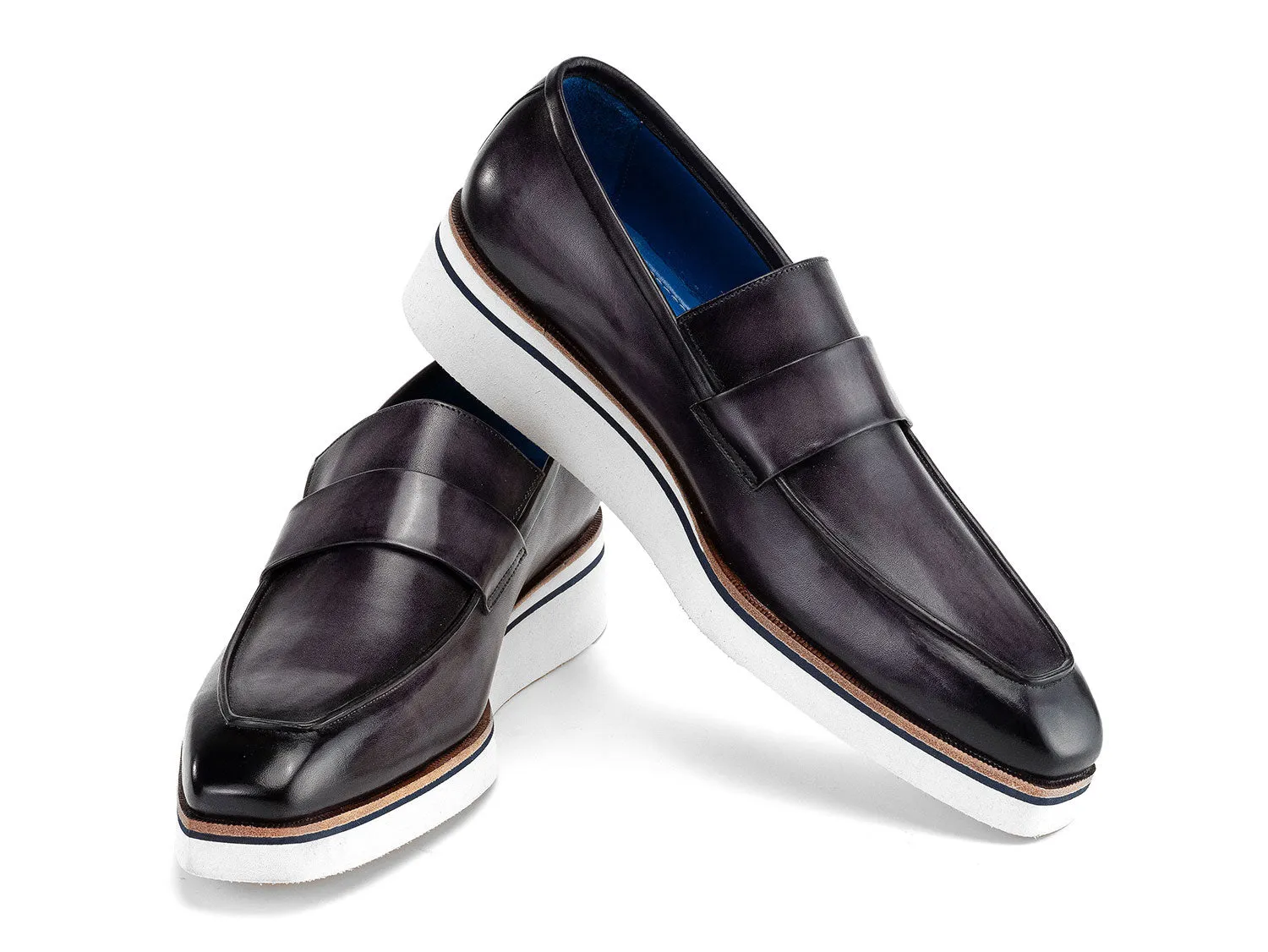 Paul Parkman Schuhe Paul Parkman Herren elegante Freizeit-Lederloafers in Grau