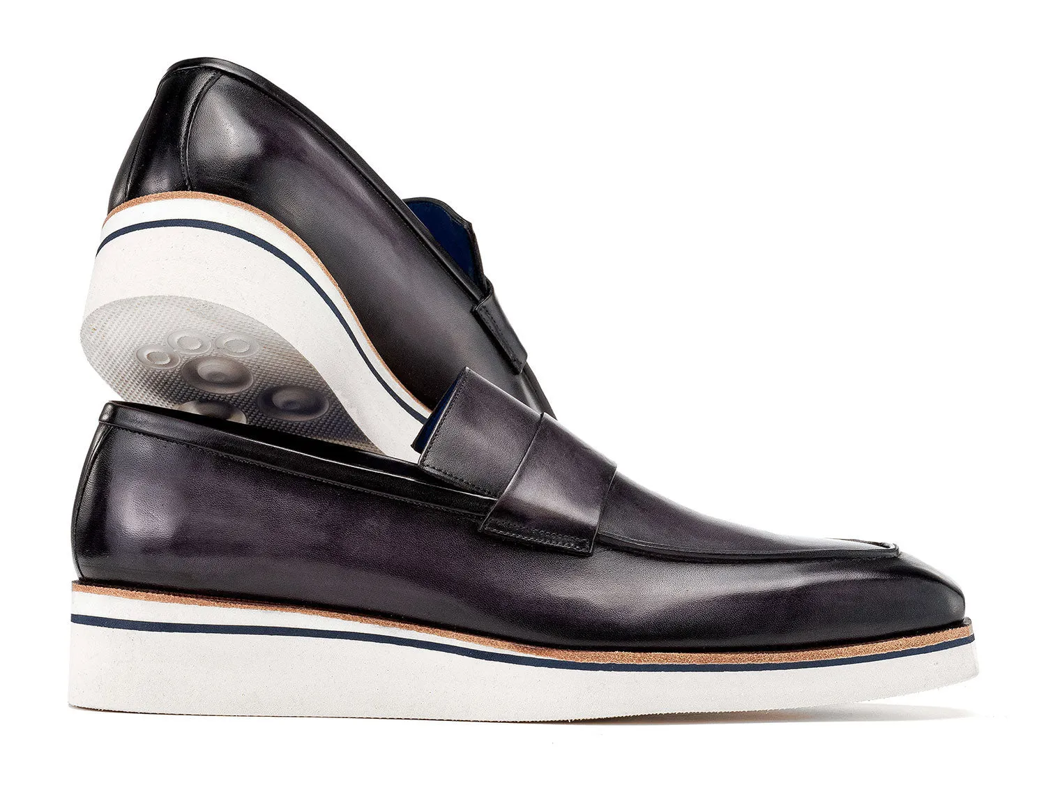 Paul Parkman Schuhe Paul Parkman Herren elegante Freizeit-Lederloafers in Grau