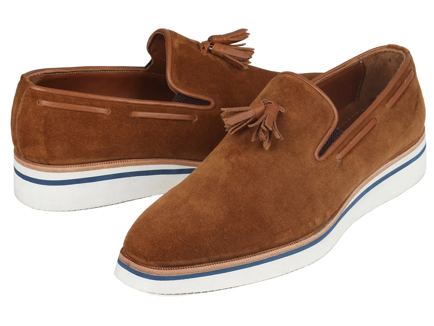 Paul Parkman Schuhe Paul Parkman Herren elegante Freizeit-Quastenloafer in Kamel Wildleder