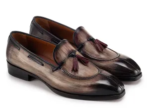Paul Parkman Schuhe Paul Parkman Herren Loafer mit gespaltener Spitze und Quaste in Braun mit Patina-Oberfläche