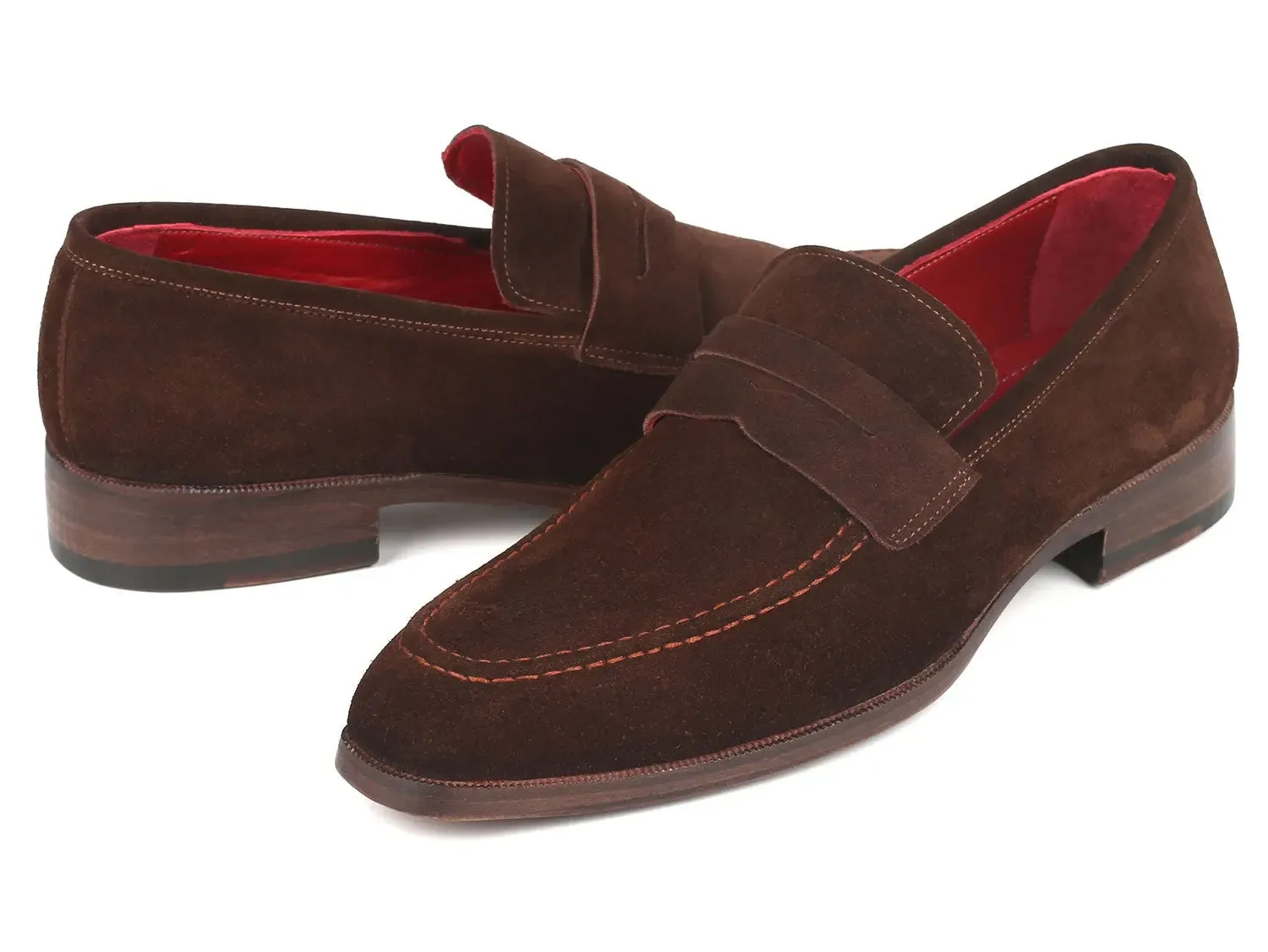Paul Parkman Schuhe Paul Parkman Herren Wildleder Penny Loafers in Braun