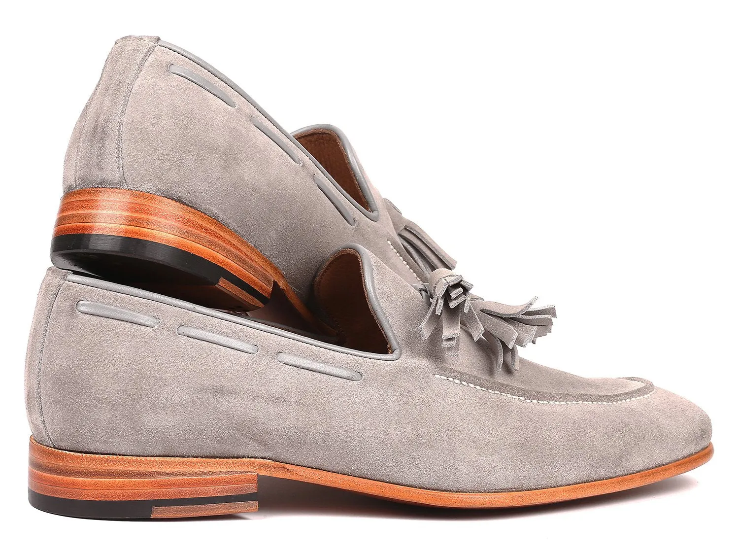 Paul Parkman Schuhe Paul Parkman Herren Wildleder Quasten-Loafer in Grau