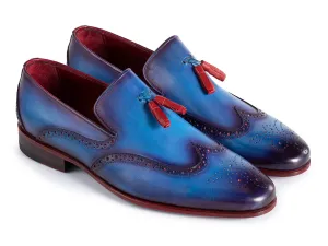 Paul Parkman Schuhe Paul Parkman Herren Wingtip Leder Quasten Loafers in Blau
