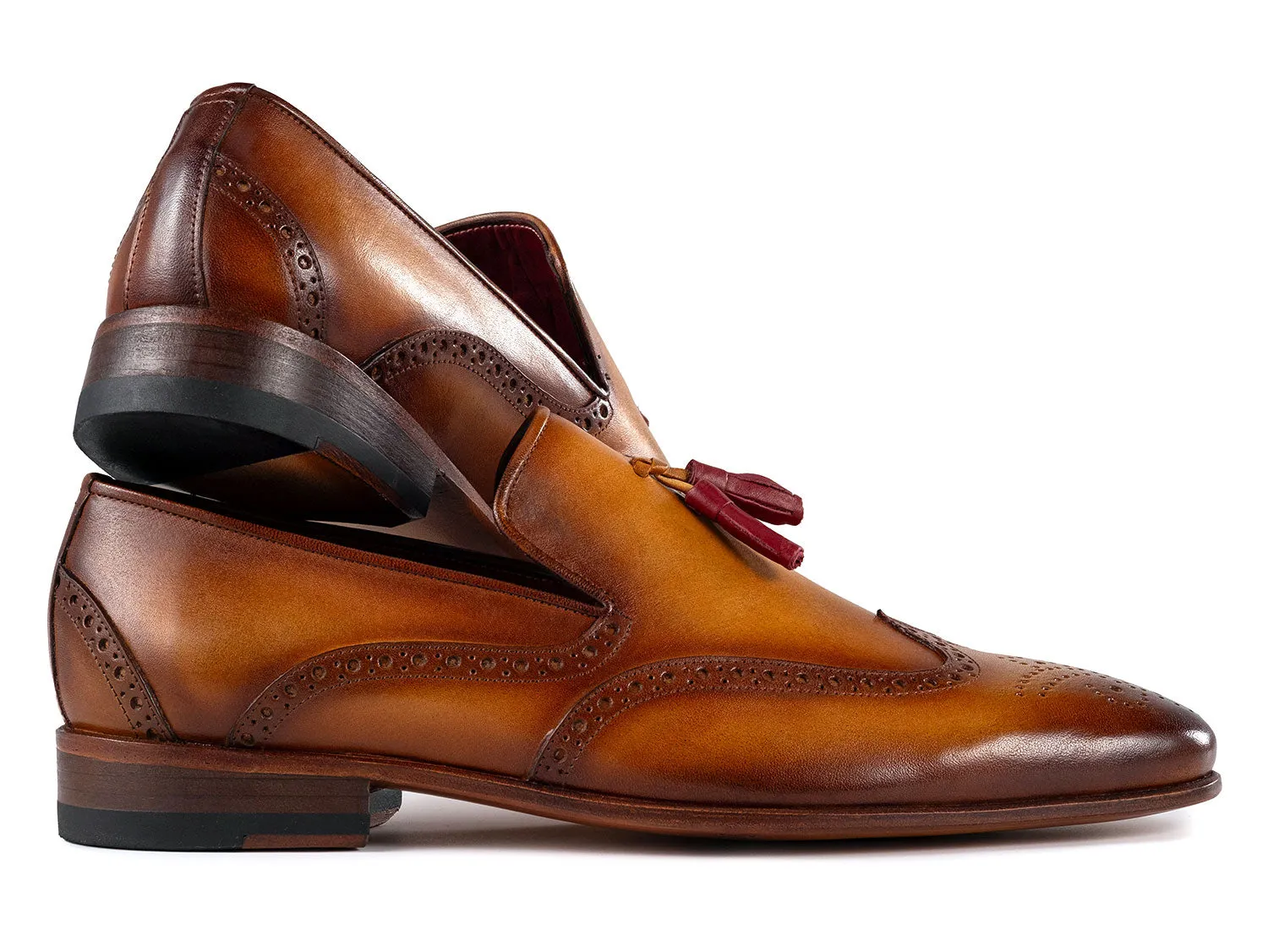 Paul Parkman Schuhe Paul Parkman Herren Wingtip Leder Quasten Loafers in Braun