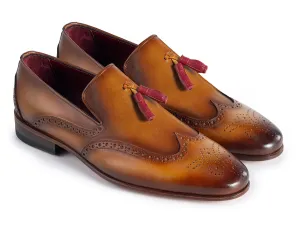 Paul Parkman Schuhe Paul Parkman Herren Wingtip Leder Quasten Loafers in Braun