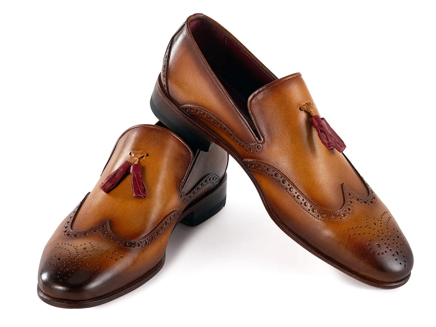 Paul Parkman Schuhe Paul Parkman Herren Wingtip Leder Quasten Loafers in Braun