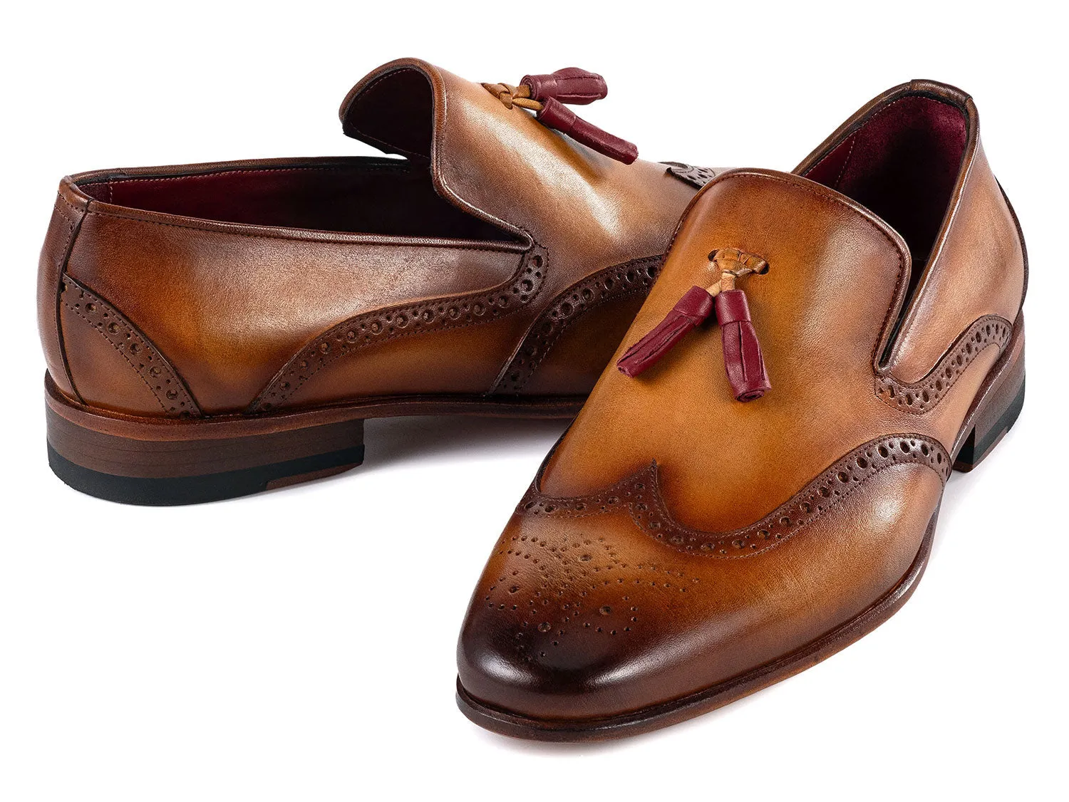 Paul Parkman Schuhe Paul Parkman Herren Wingtip Leder Quasten Loafers in Braun