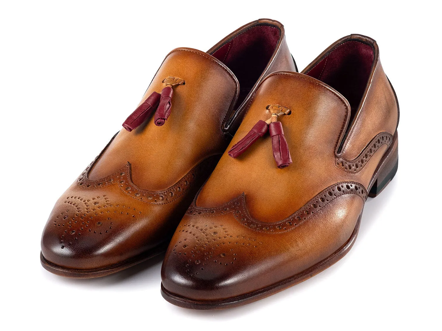 Paul Parkman Schuhe Paul Parkman Herren Wingtip Leder Quasten Loafers in Braun