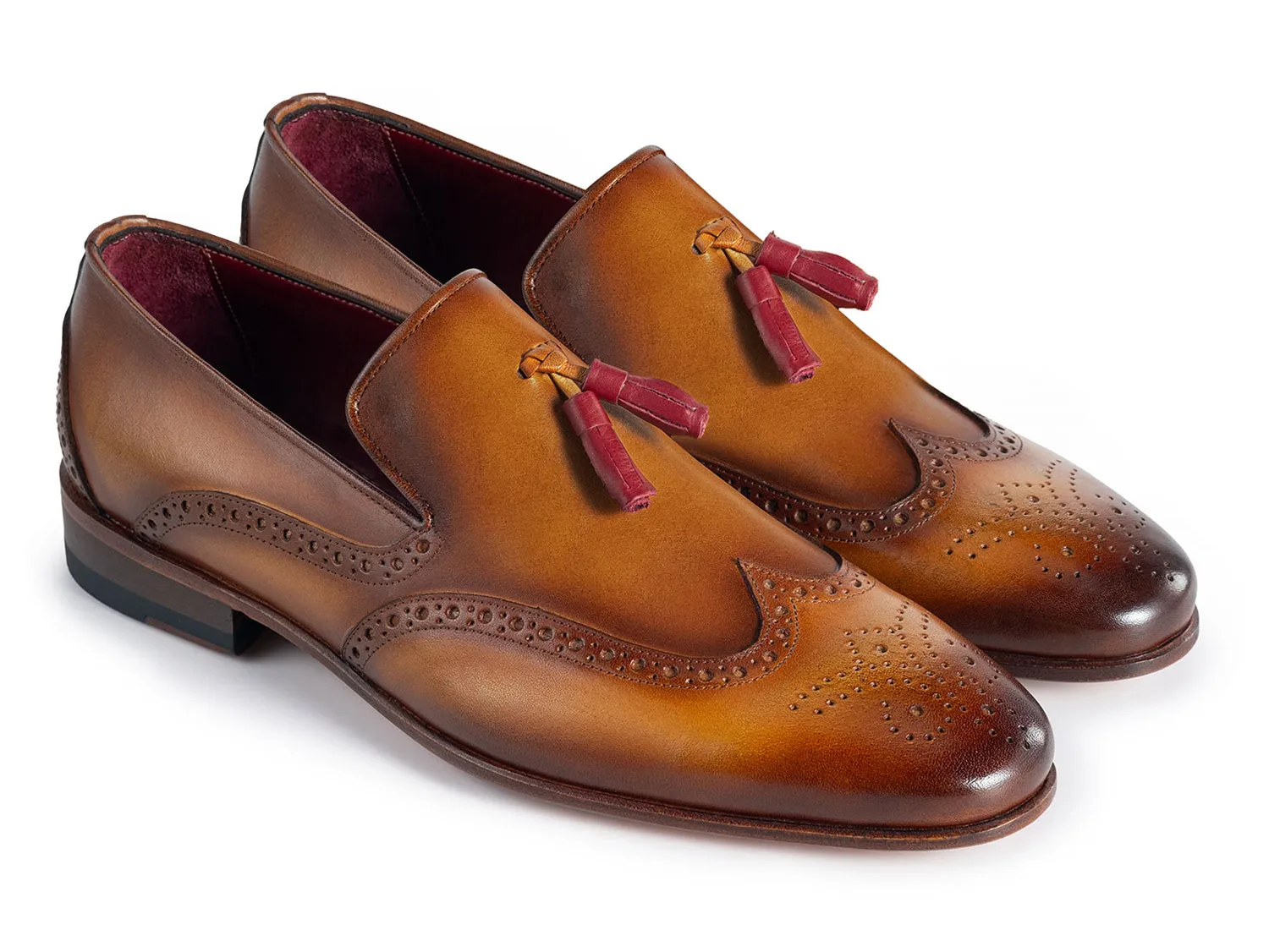 Paul Parkman Schuhe Paul Parkman Herren Wingtip Leder Quasten Loafers in Braun