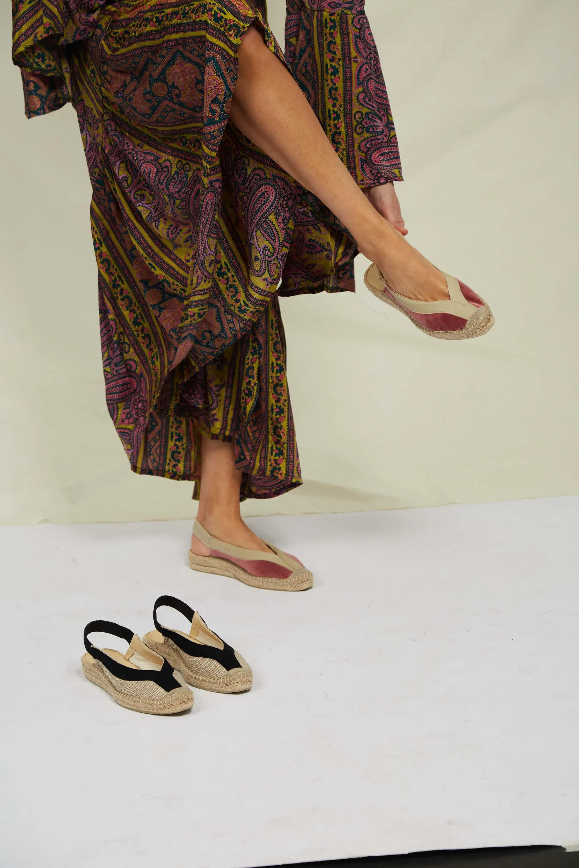 Pedraza Velvet Vegan Slingback Espadrille Sandalen | Rosa