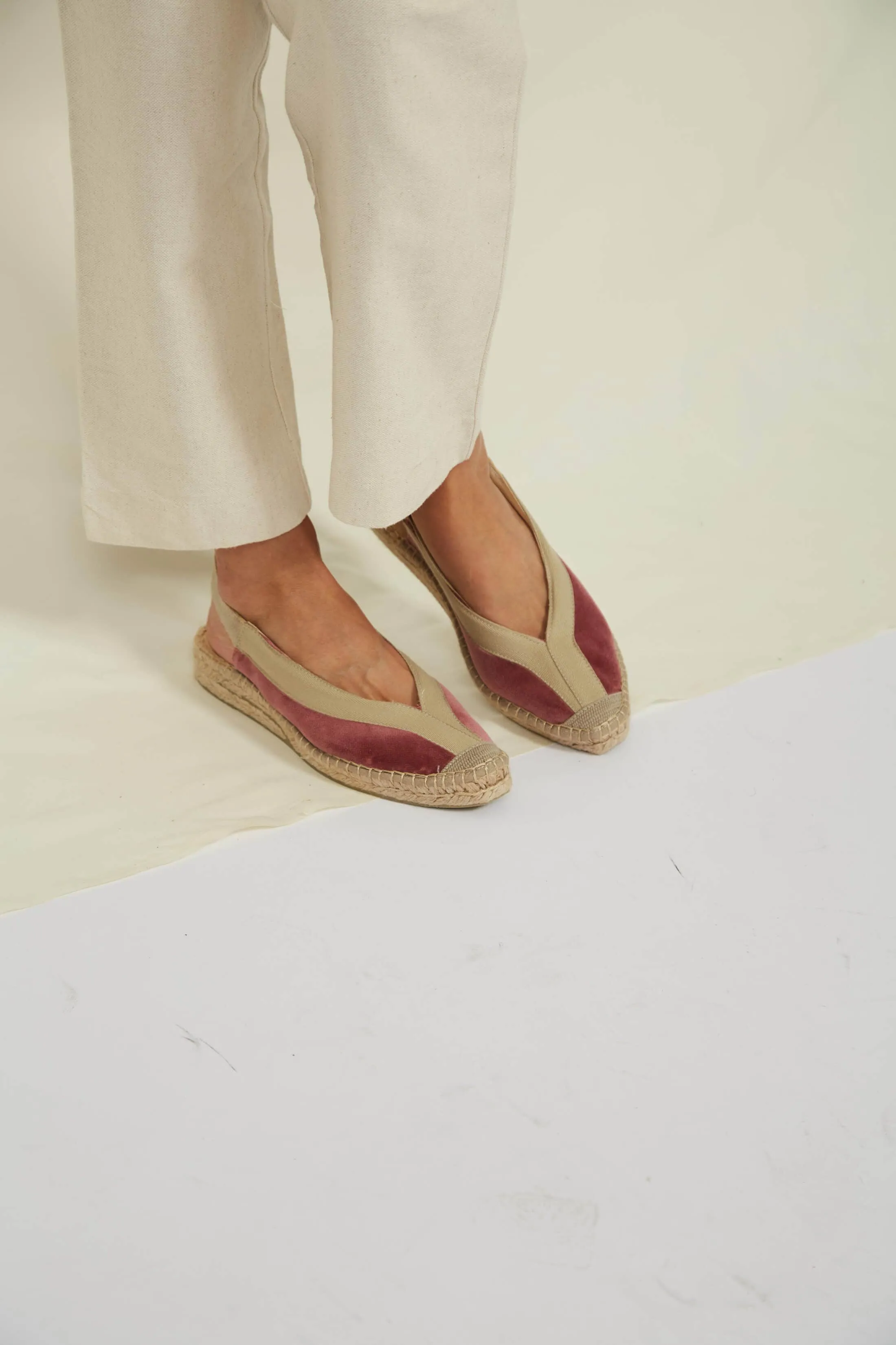 Pedraza Velvet Vegan Slingback Espadrille Sandalen | Rosa
