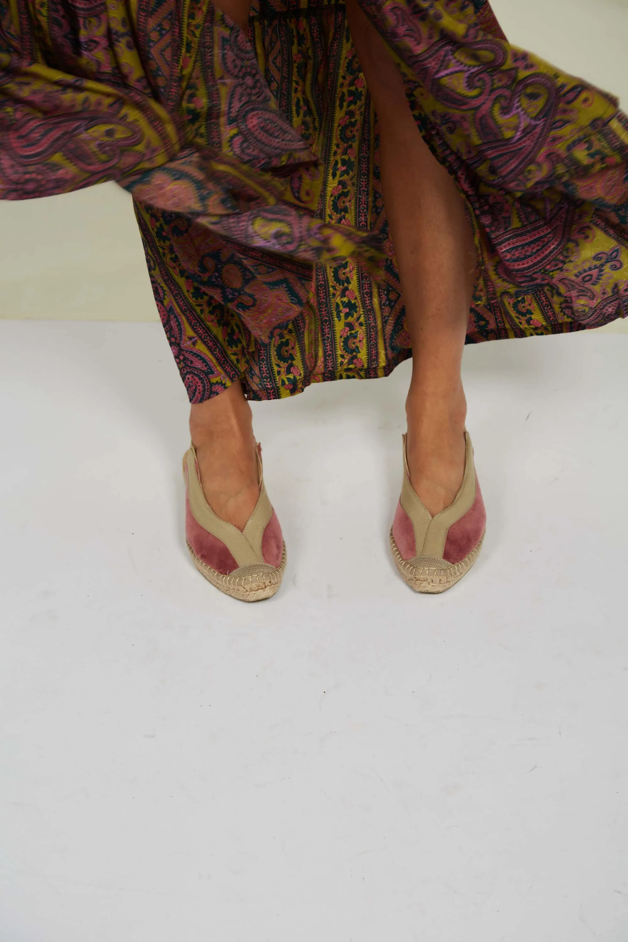 Pedraza Velvet Vegan Slingback Espadrille Sandalen | Rosa