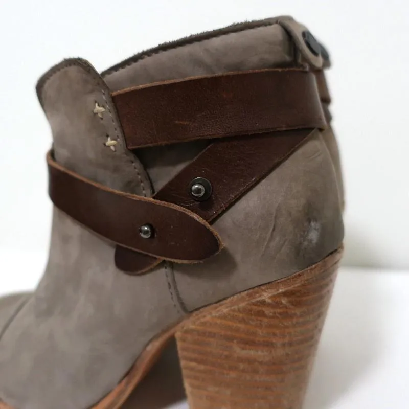 Rag & Bone Harrow Knöchelstiefel Grau Wildleder & Braun Leder Größe 35