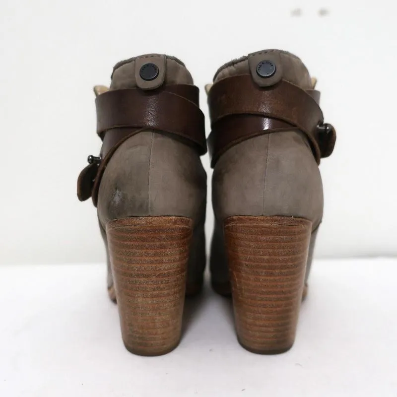 Rag & Bone Harrow Knöchelstiefel Grau Wildleder & Braun Leder Größe 35