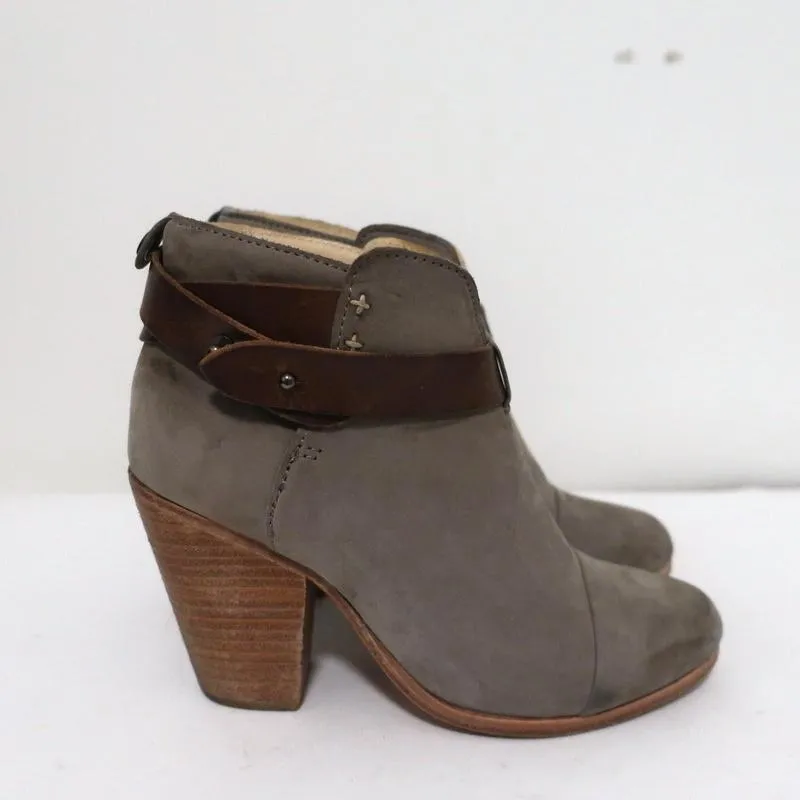 Rag & Bone Harrow Knöchelstiefel Grau Wildleder & Braun Leder Größe 35