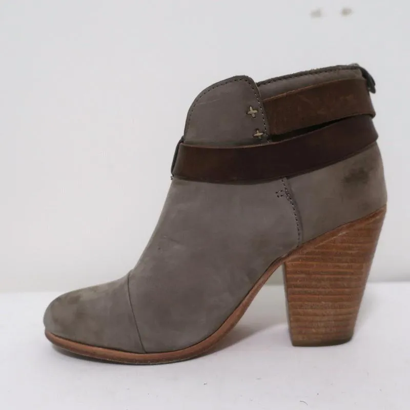 Rag & Bone Harrow Knöchelstiefel Grau Wildleder & Braun Leder Größe 35