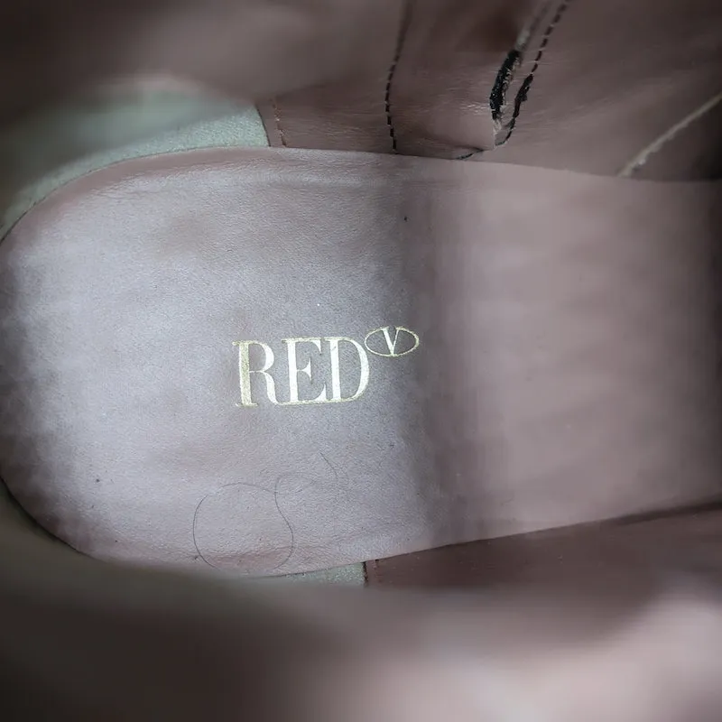 RED Valentino Gromet-verzierte Stiefeletten Schwarz Lackleder Größe 38