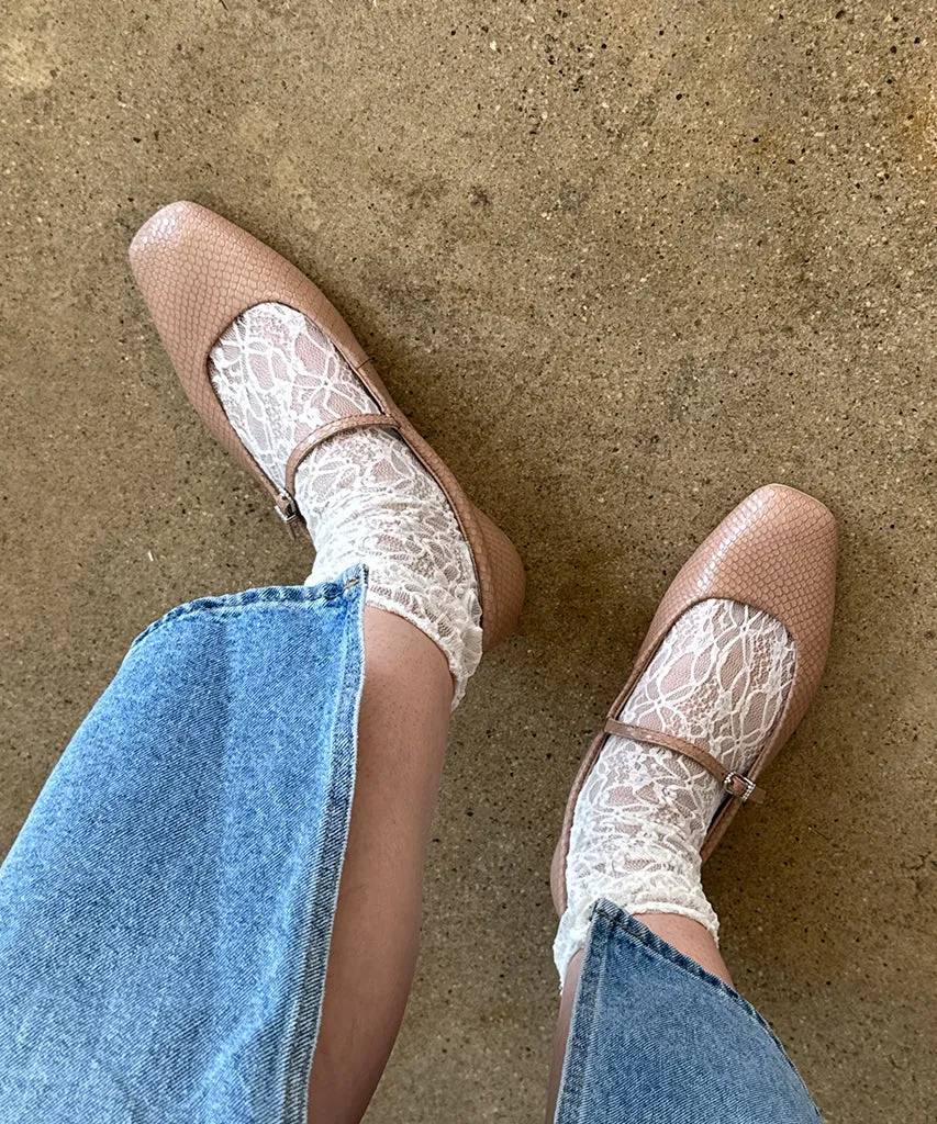 REYES BALLETFLATS TOFFEE SCHLANGENPRÄGUNG