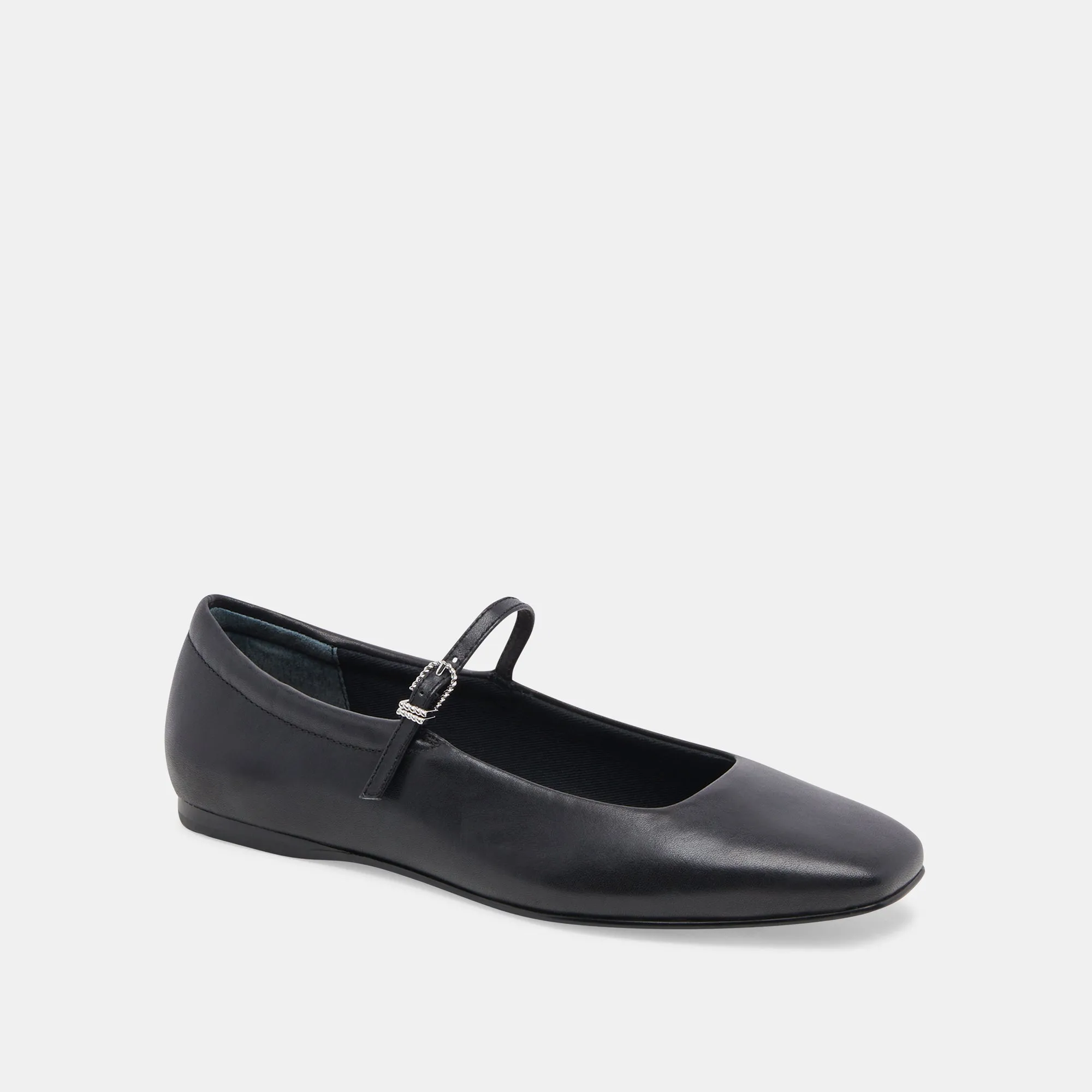 REYES BALLERINAS WEIT GESCHNITTEN AUS SCHWARZEM LEDER