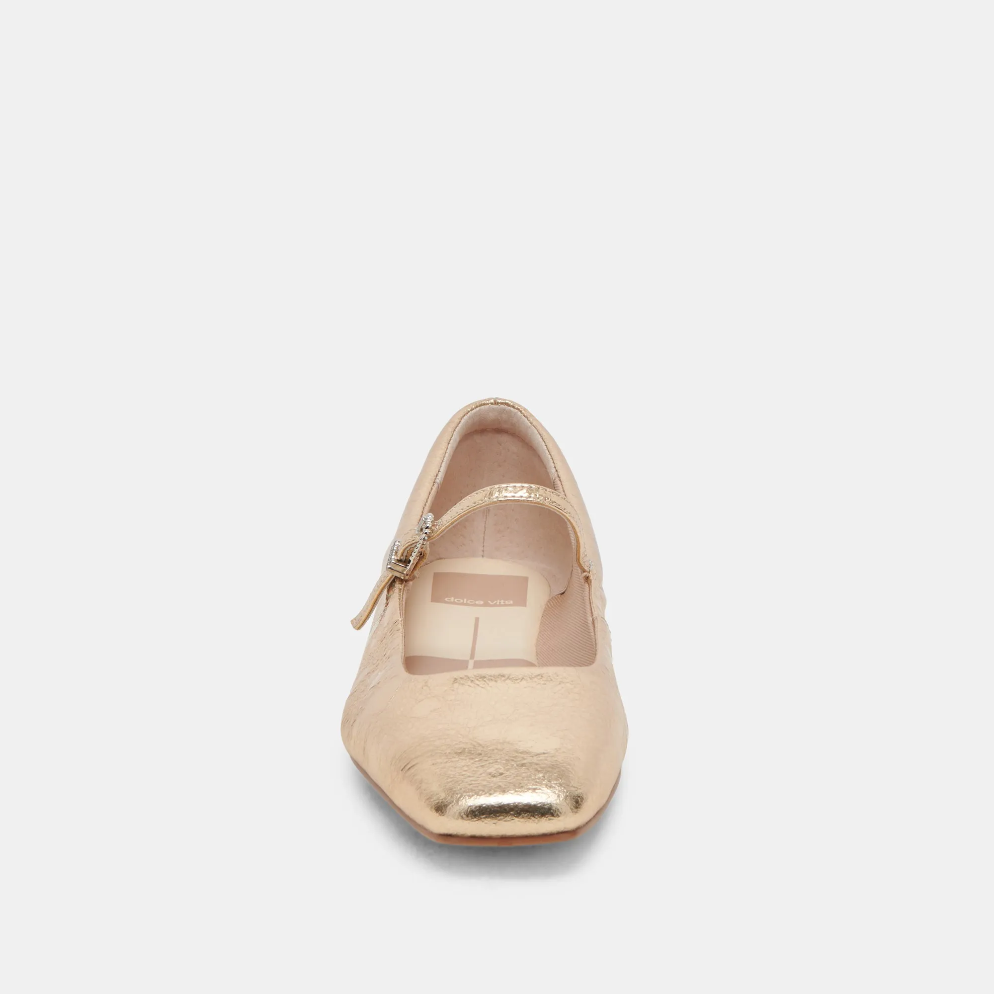 REYES BALLERINAS IN WEITER PASSFORM AUS GOLDENEM DISTRESSED LEDER
