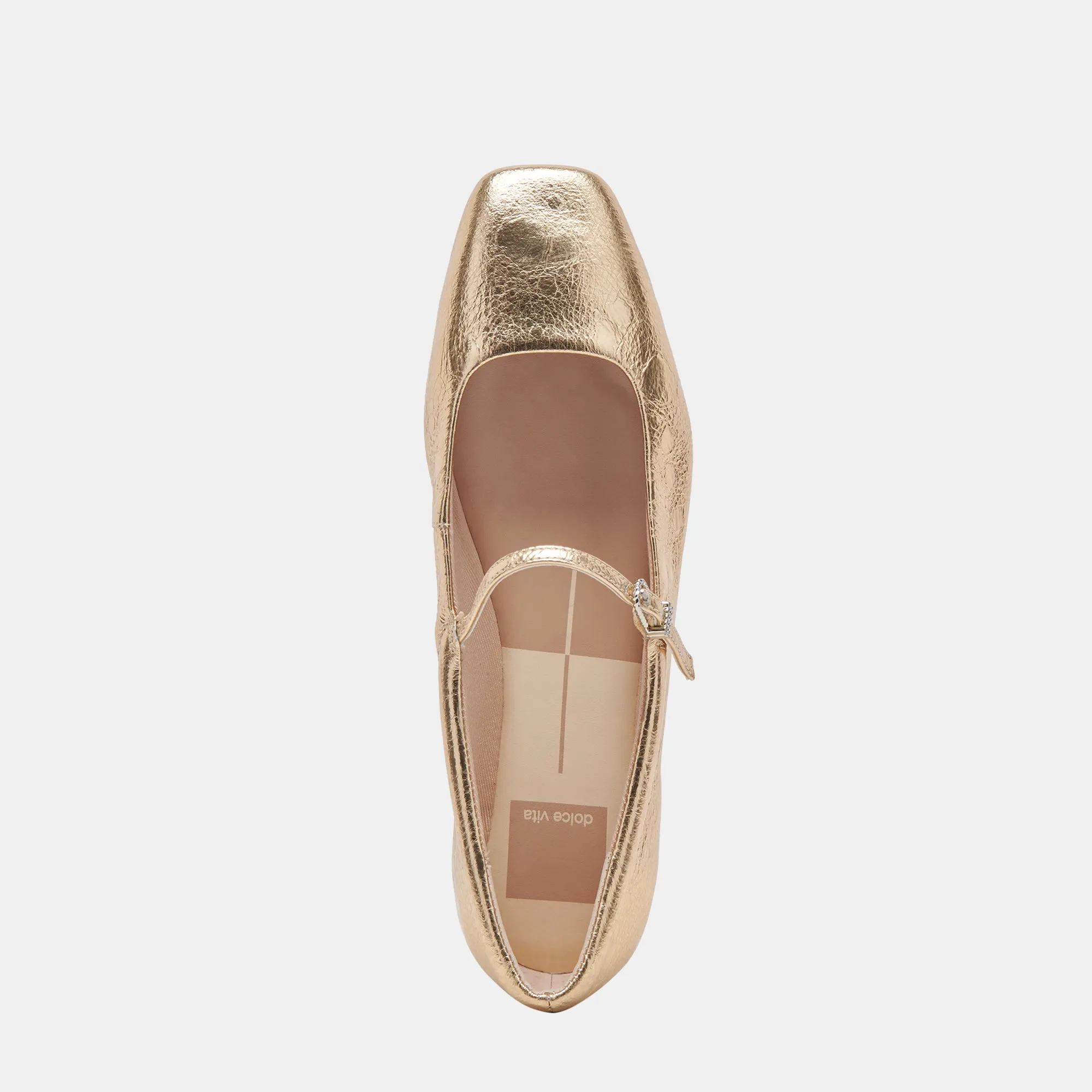 REYES BALLERINAS IN WEITER PASSFORM AUS GOLDENEM DISTRESSED LEDER