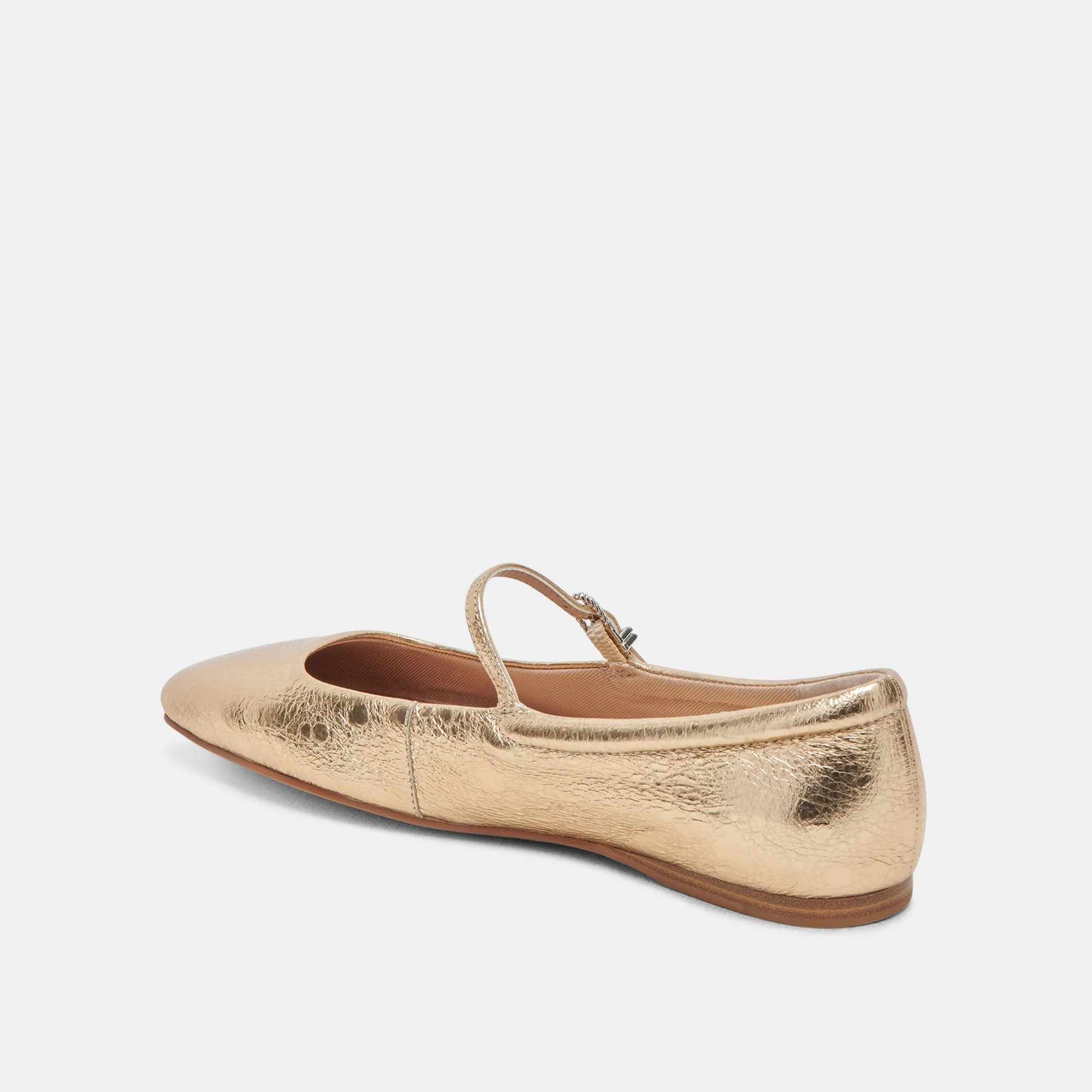 REYES BALLERINAS IN WEITER PASSFORM AUS GOLDENEM DISTRESSED LEDER