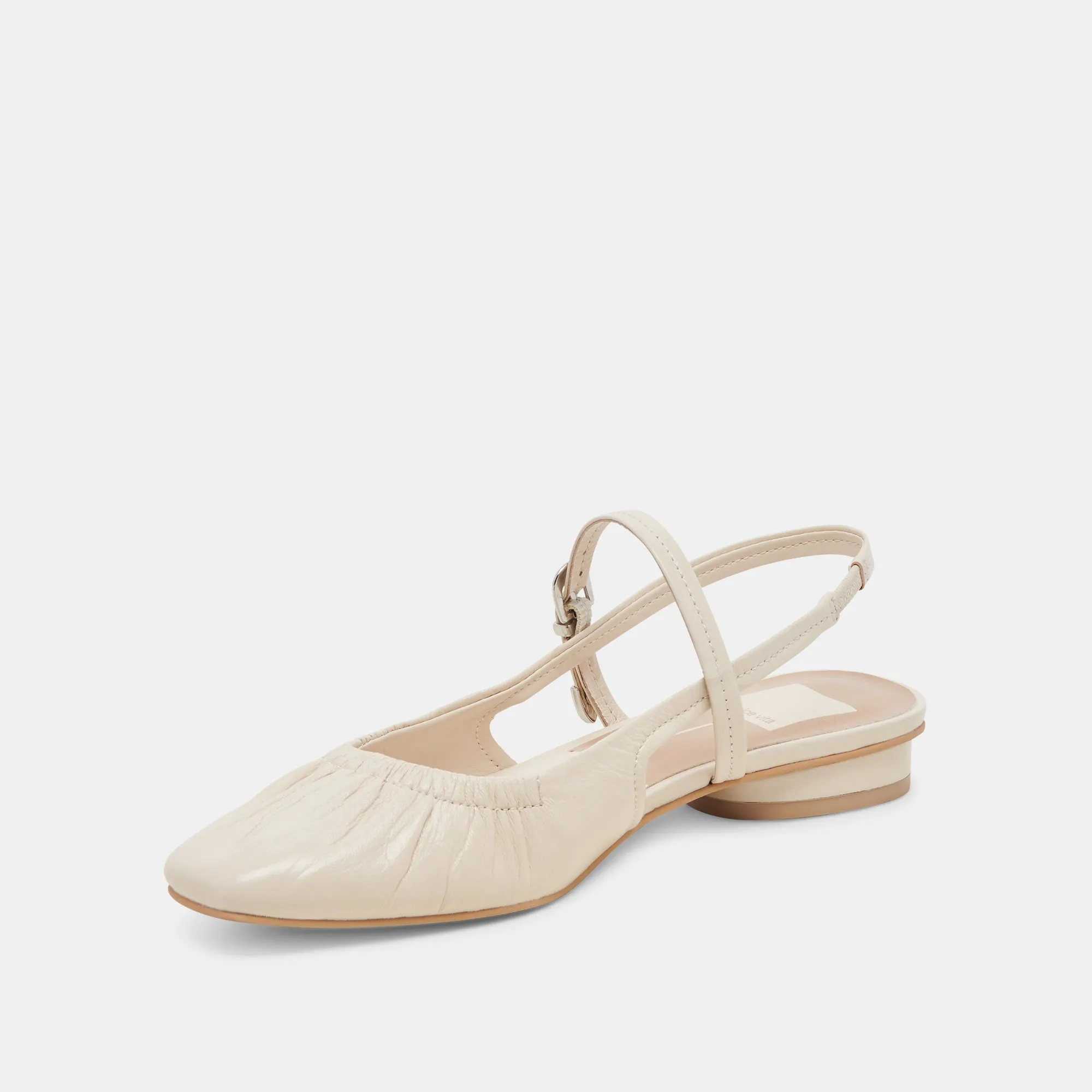 RIANNE FLATS ELFENBEIN KRÄUSELNDES GLANZLEDER