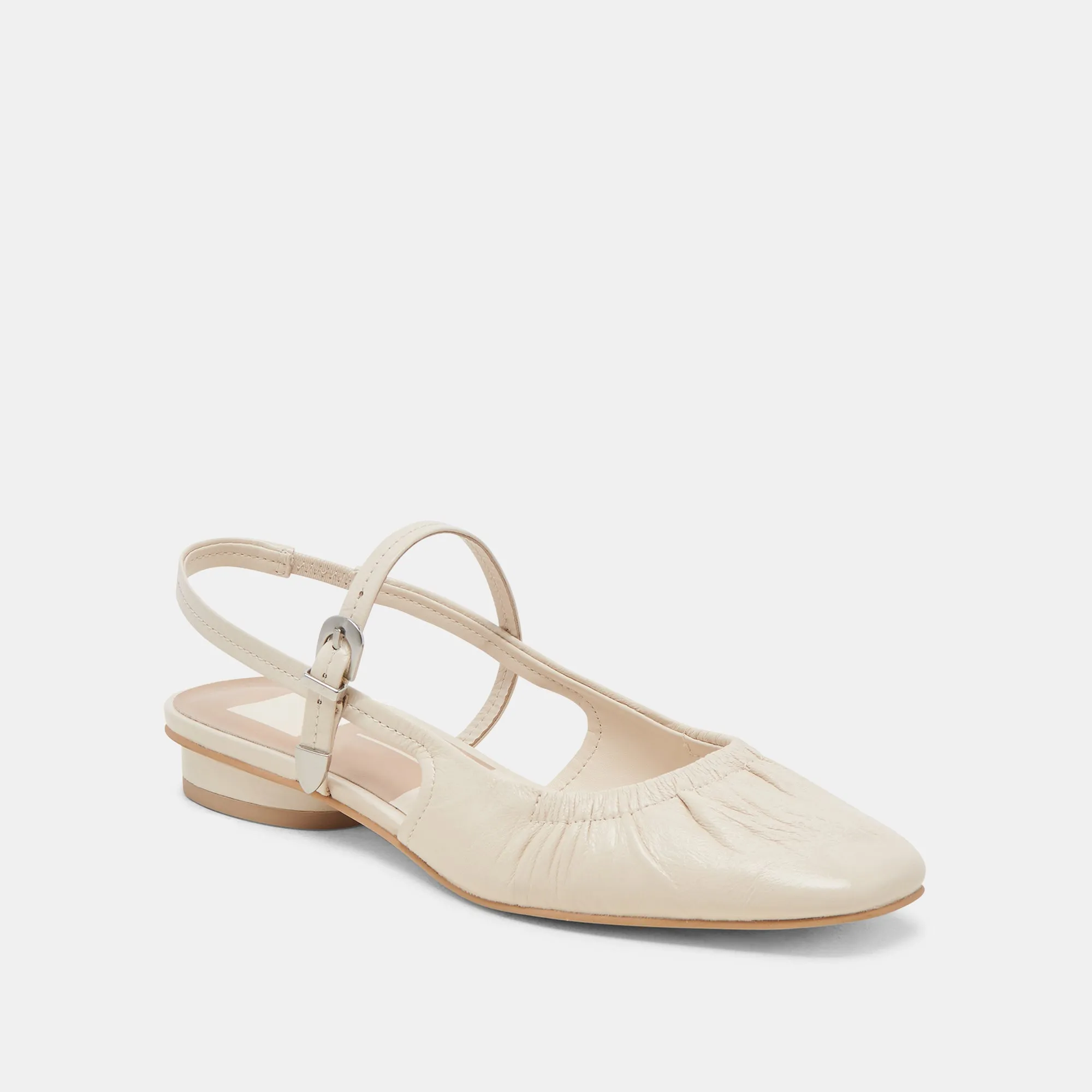 RIANNE FLATS ELFENBEIN KRÄUSELNDES GLANZLEDER