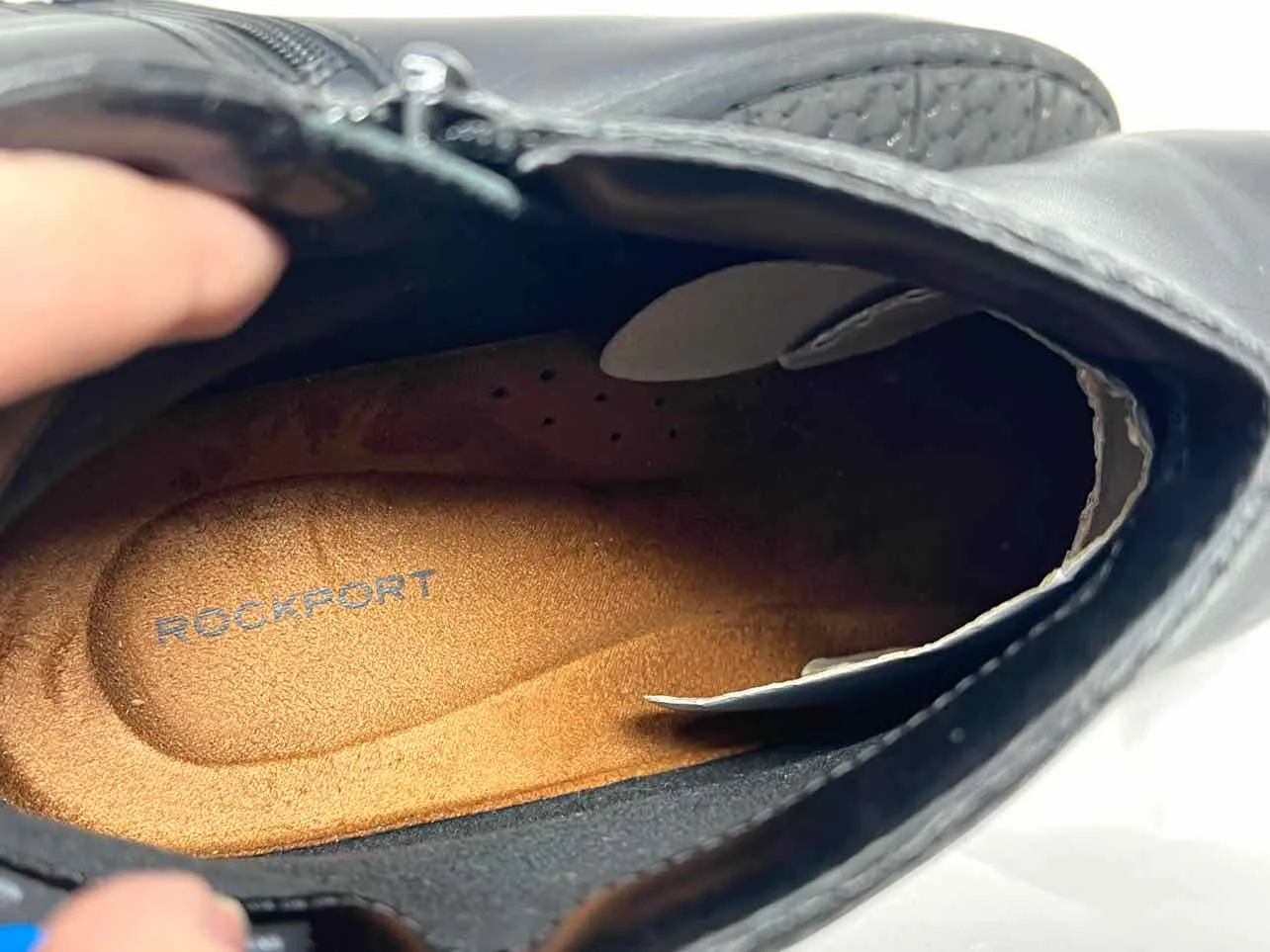 Rockport Größe 11 Schwarze Ausgeschnittene Lederschuhe Knöchelstiefel