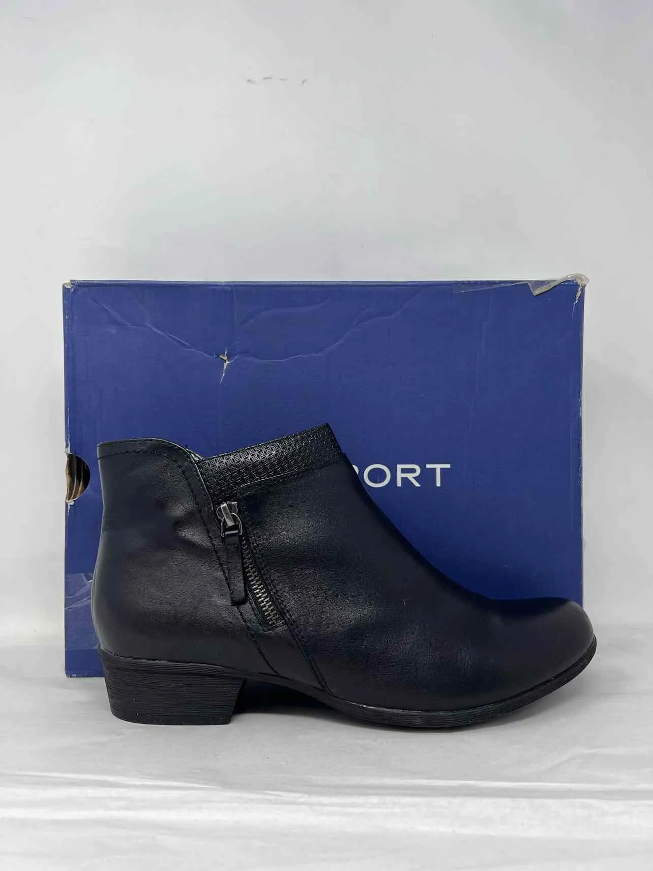 Rockport Größe 11 Schwarze Ausgeschnittene Lederschuhe Knöchelstiefel