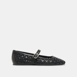 RODNI ÖSEN-PERFORATION BALLERINAS AUS SCHWARZEM LEDER
